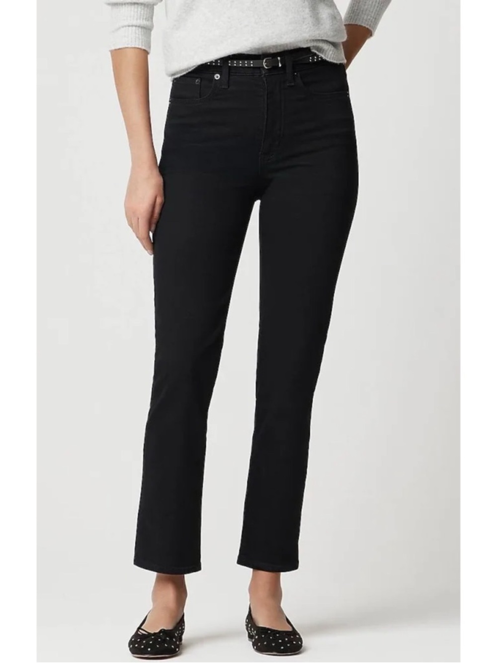 J. Crew Jeans Women’s 29 Black Stovepipe Signature Stretch High-Rise Raw Hem